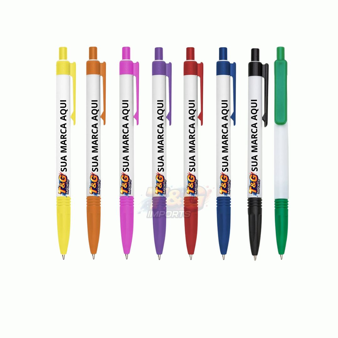 Kit 25 Canetas Personalizadas Paqueta Color Retrátil Brinde Empresa