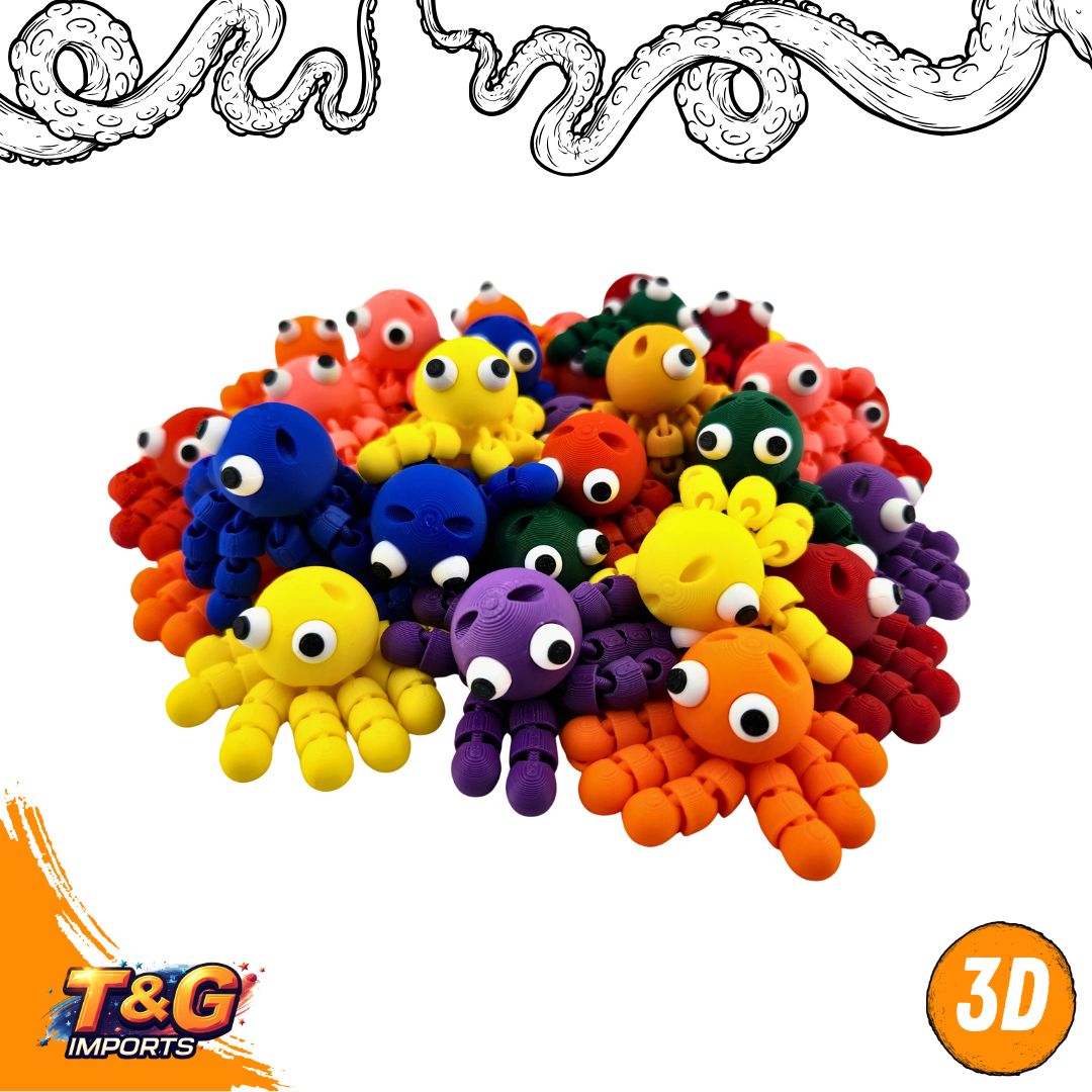 Chaveiro Polvo Articulado 3D | Flexível e Divertido