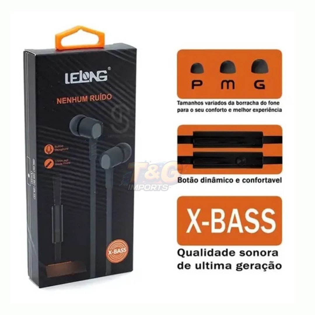 Fone De Ouvido Com Microfone Com Fio X-bass Le-0201 Lelong