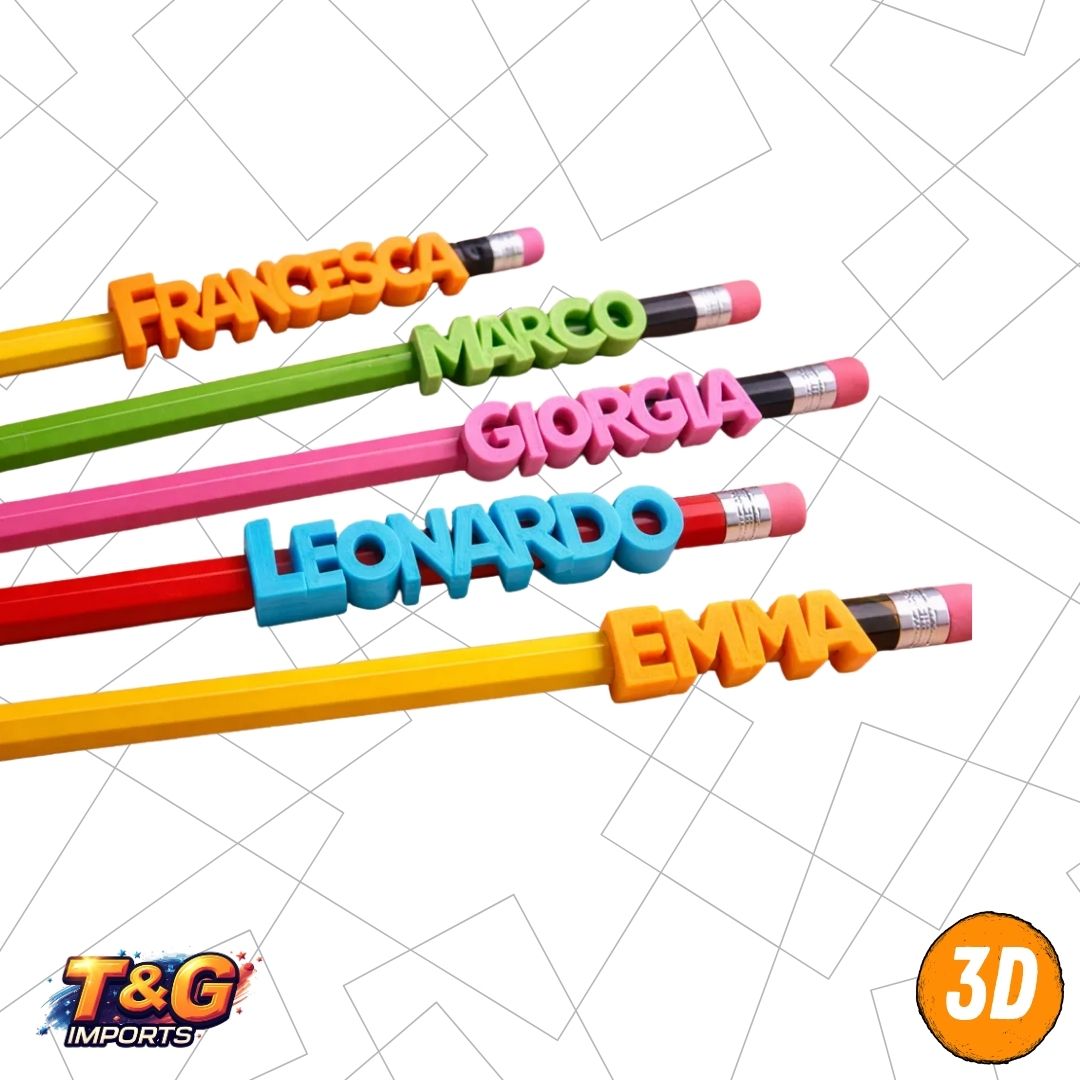 Identificador de Lápis e Caneta Personalizado | Nome em 3D