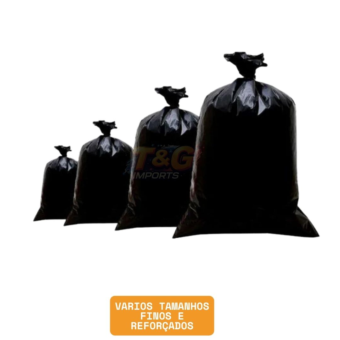 Saco para Lixo 40L c/ 20 Unidades – Fino e Resistente | Uso Doméstico | Atacado de Fábrica PRETO